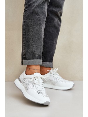 Leather Sports Shoes Women's Sneakers S.Barski LR51-551 White