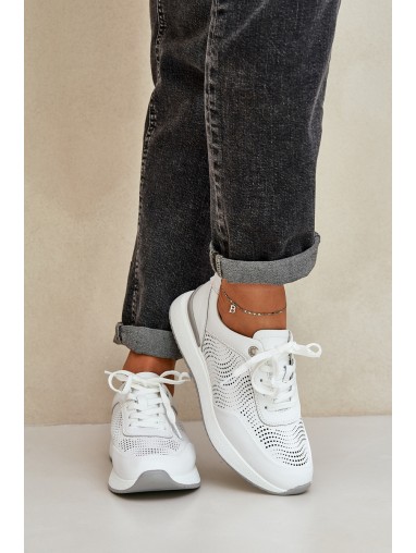 Leather Sports Shoes Women's Sneakers S.Barski LR51-551 White