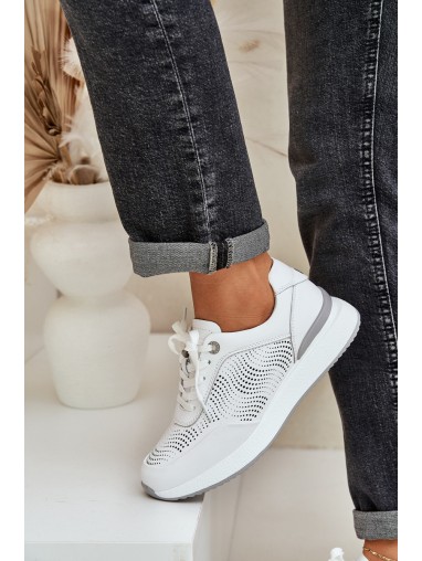 Leather Sports Shoes Women's Sneakers S.Barski LR51-551 White