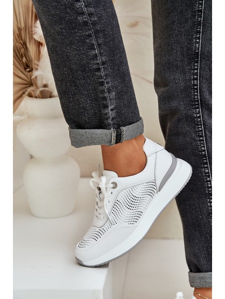 Leather Sports Shoes Women's Sneakers S.Barski LR51-551 White