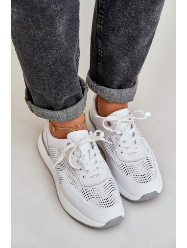 Leather Sports Shoes Women's Sneakers S.Barski LR51-551 White