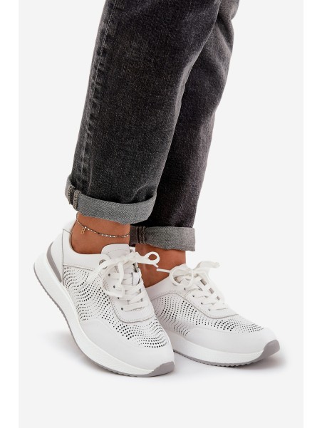 Leather Sports Shoes Women's Sneakers S.Barski LR51-551 White