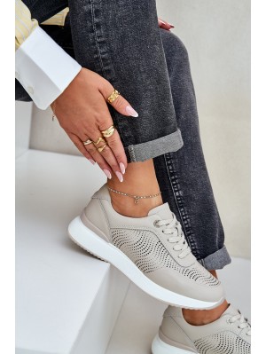 Leather Sports Shoes Sneakers Women S.Barski LR51-551 Beige