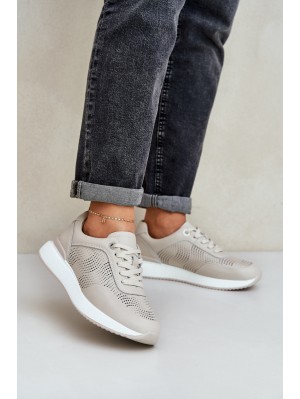 Leather Sports Shoes Sneakers Women S.Barski LR51-551 Beige 2