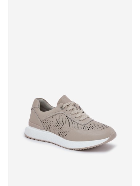 Leather Sports Shoes Sneakers Women S.Barski LR51-551 Beige