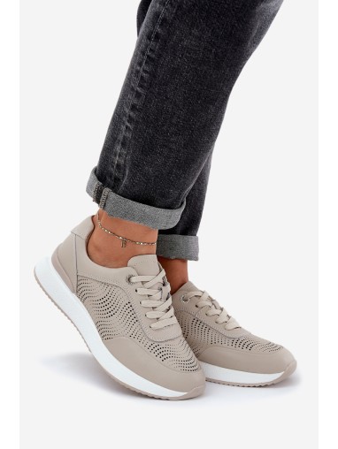 Leather Sports Shoes Sneakers Women S.Barski LR51-551 Beige