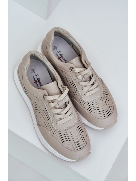 Leather Sports Shoes Sneakers Women S.Barski LR51-551 Beige