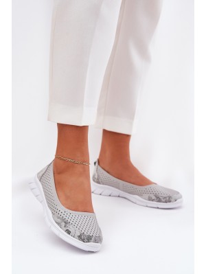 Leather perforated ballerinas Vinceza 95323 gray 2