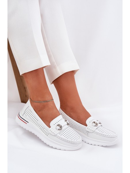 Perforated Ballet Flats Made Of Natural Leather Vinceza 95331 White