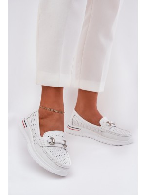 Perforated Ballet Flats Made Of Natural Leather Vinceza 95331 White 2