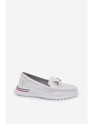 Perforated Ballet Flats Made Of Natural Leather Vinceza 95331 White