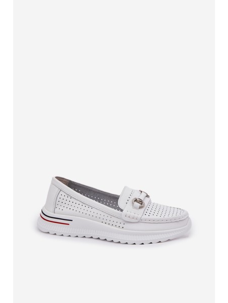 Perforated Ballet Flats Made Of Natural Leather Vinceza 95331 White