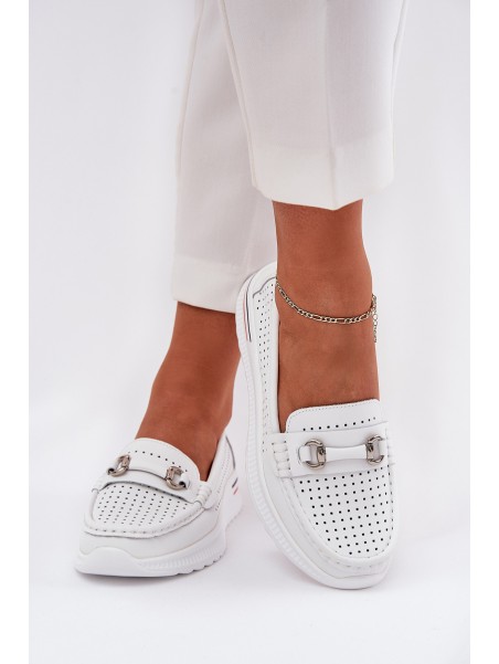 Perforated Ballet Flats Made Of Natural Leather Vinceza 95331 White