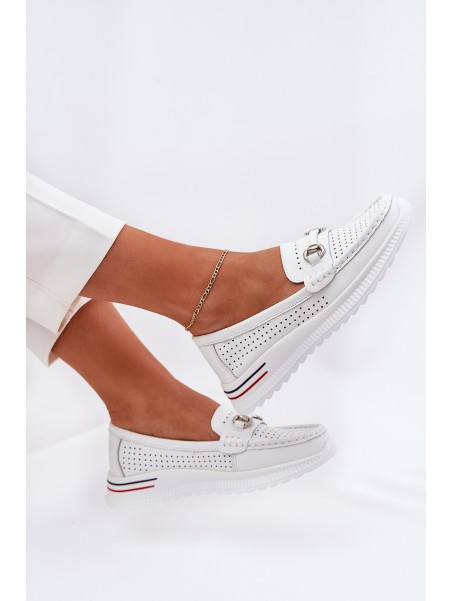 Perforated Ballet Flats Made Of Natural Leather Vinceza 95331 White