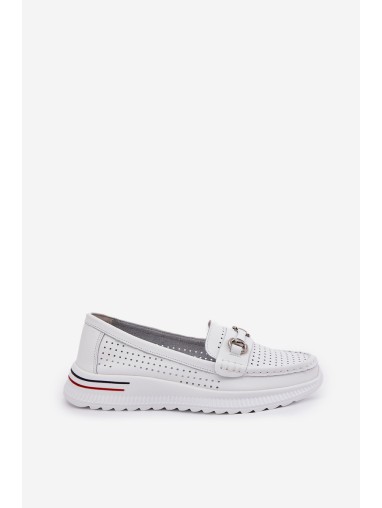 Perforated Ballet Flats Made Of Natural Leather Vinceza 95331 White