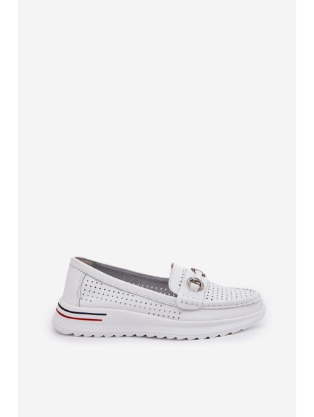 Perforated Ballet Flats Made Of Natural Leather Vinceza 95331 White