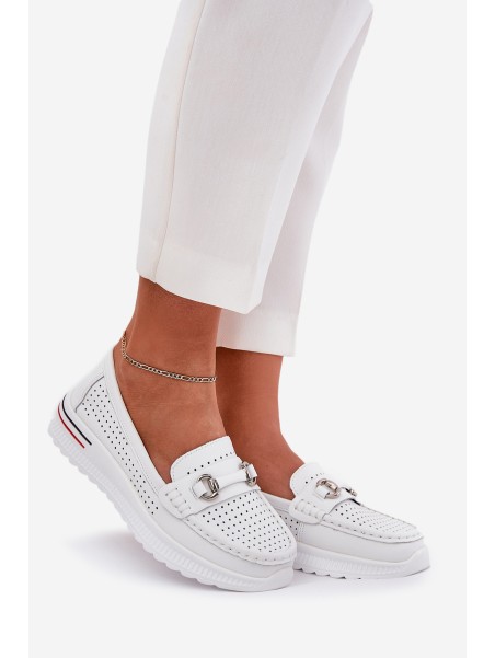 Perforated Ballet Flats Made Of Natural Leather Vinceza 95331 White