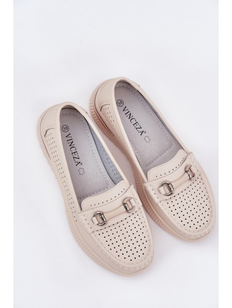 Perforated Ballet Flats Made Of Natural Leather Vinceza 95331 Beige