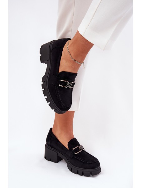 Eco Suede Women's Shoes With Decoration 39921 Black Vinceza