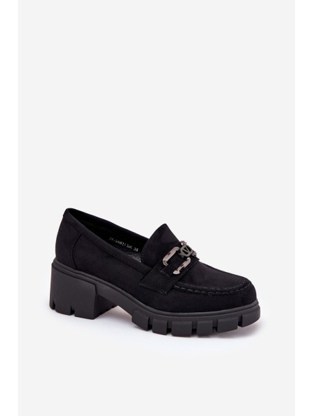Eco Suede Women's Shoes With Decoration 39921 Black Vinceza