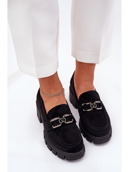 Eco Suede Women's Shoes With Decoration 39921 Black Vinceza