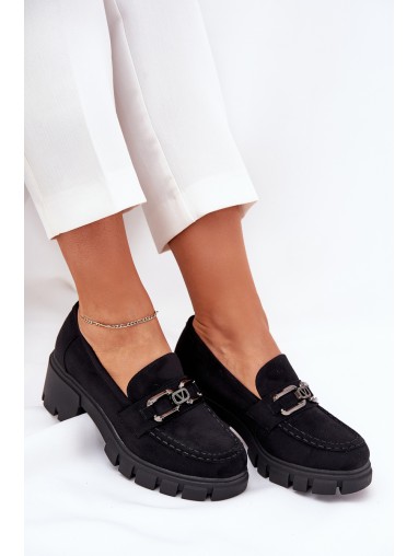 Eco Suede Women's Shoes With Decoration 39921 Black Vinceza