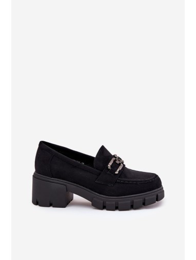 Eco Suede Women's Shoes With Decoration 39921 Black Vinceza