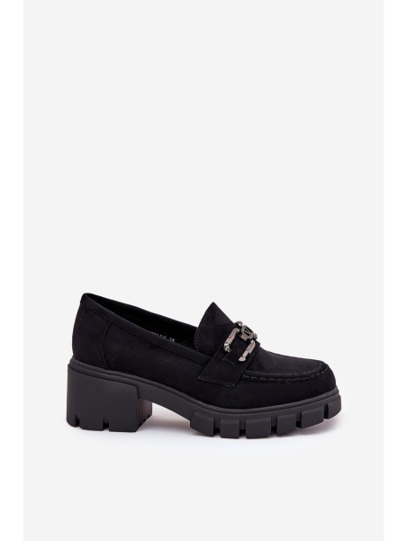 Eco Suede Women's Shoes With Decoration 39921 Black Vinceza