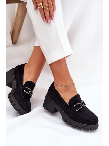Eco Suede Women's Shoes With Decoration 39921 Black Vinceza