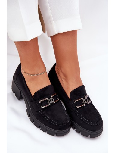 Eco Suede Women's Shoes With Decoration 39921 Black Vinceza