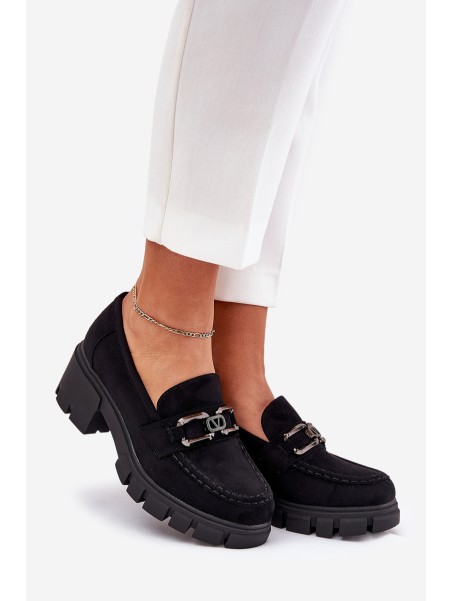 Eco Suede Women's Shoes With Decoration 39921 Black Vinceza