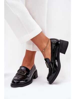 Lacquered Leather Moccasins On Heel Vinceza 18102 Black 2