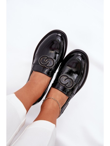 Lacquered Leather Moccasins On Heel Vinceza 18102 Black