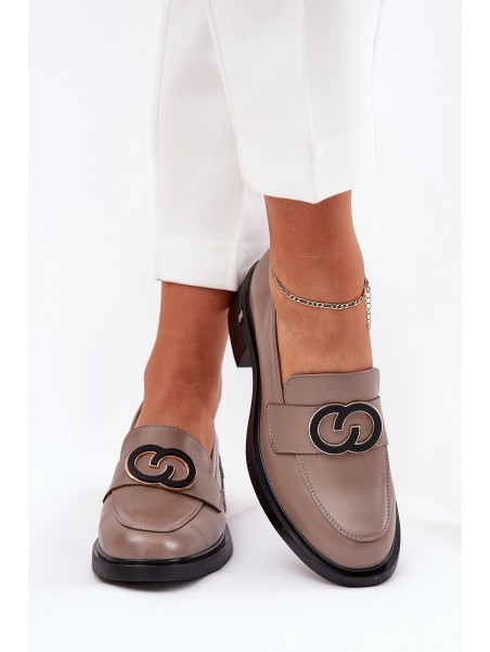 Leather Moccasins On Heel Vinceza 18102 Beige