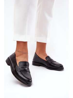 Elegant Women's Loafers Made Of Natural Leather Black Vinceza 18100 2