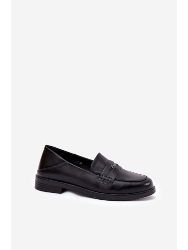 Elegant Women's Loafers Made Of Natural Leather Black Vinceza 18100