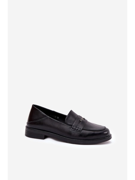 Elegant Women's Loafers Made Of Natural Leather Black Vinceza 18100