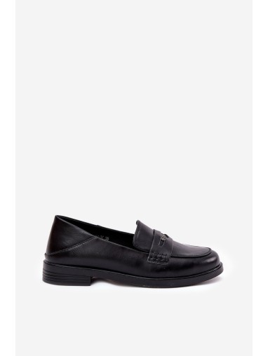 Elegant Women's Loafers Made Of Natural Leather Black Vinceza 18100