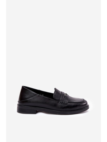 Elegant Women's Loafers Made Of Natural Leather Black Vinceza 18100
