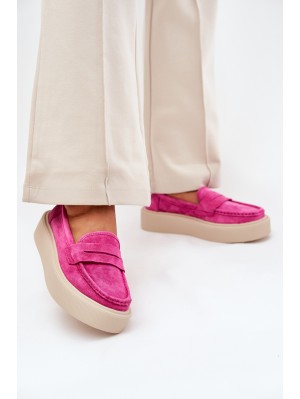 Women's Suede Moccasins On Platform Vinceza 79535 Fuchsia