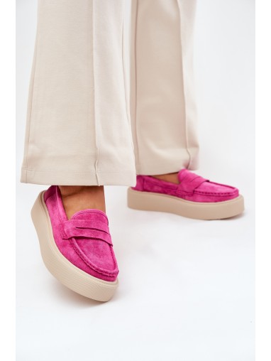 Women's Suede Moccasins On Platform Vinceza 79535 Fuchsia