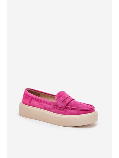 Women's Suede Moccasins On Platform Vinceza 79535 Fuchsia