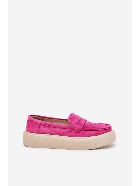 Women's Suede Moccasins On Platform Vinceza 79535 Fuchsia