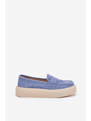 Ladies Suede Moccasins On Platform Vinceza 79535 Blue