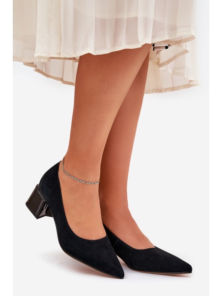 Suede Smooth Heels With Pointed Toes Black Vinceza 66736