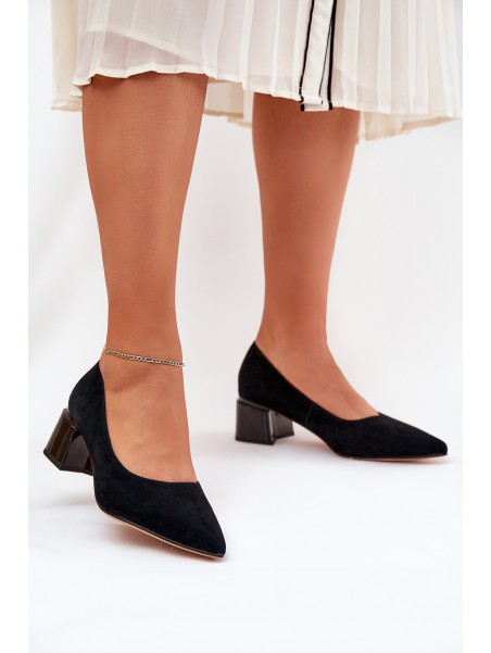 Suede Smooth Heels With Pointed Toes Black Vinceza 66736