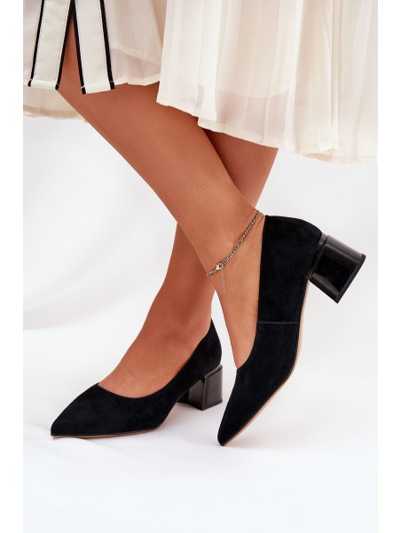 Suede Smooth Heels With Pointed Toes Black Vinceza 66736
