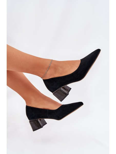 Suede Smooth Heels With Pointed Toes Black Vinceza 66736