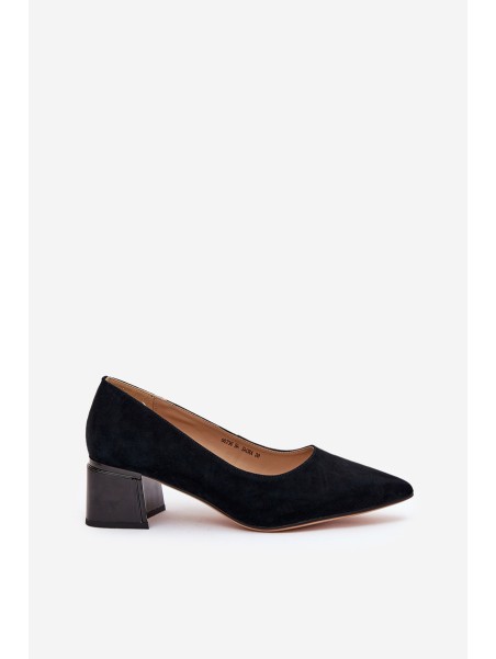 Suede Smooth Heels With Pointed Toes Black Vinceza 66736