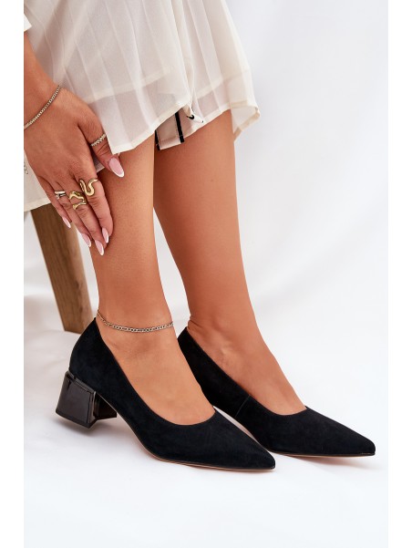 Suede Smooth Heels With Pointed Toes Black Vinceza 66736